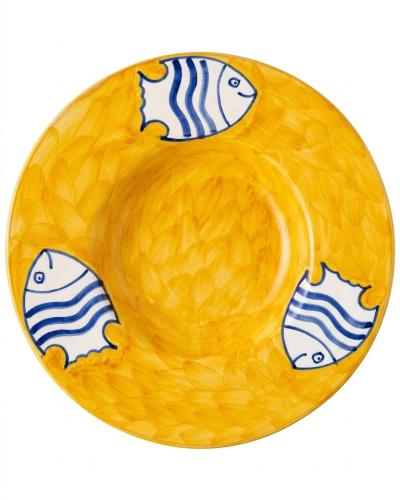 Extra Large Hand-Painted Yellow Ceramic Serving