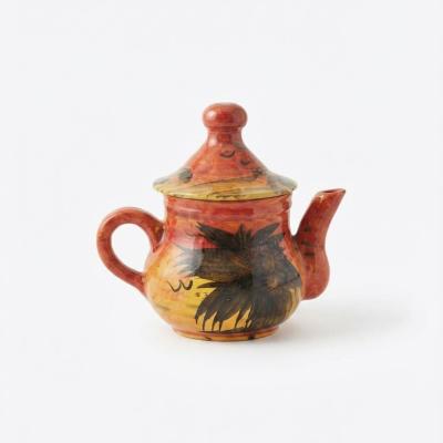 Hand-Painted Terracotta Ceramic Teapot