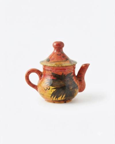 Hand-Painted Terracotta Ceramic Teapot