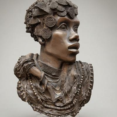 Tribal Heritage Bronze Bust Sculpture
