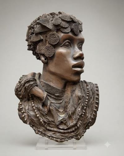 Tribal Heritage Bronze Bust Sculpture