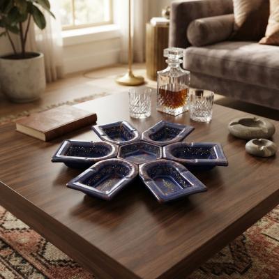 Handcrafted Ceramic Blue Aperitif Serving Platter Set