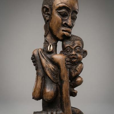 Tribal Mother and Child Wooden Wall Relief Sculpture