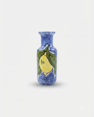 Small Hand-Painted Yellow Ceramic Vase – Lemon Motif