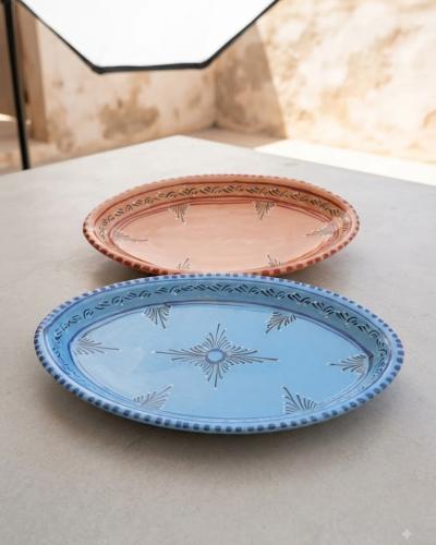 Handcrafted Ceramic Oval Serving Platter Set