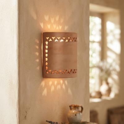 Artisanal Terracotta Openwork Wall Sconce - Heart Motif