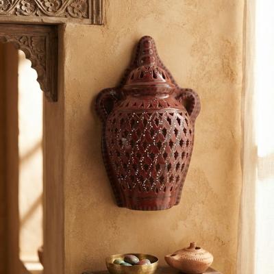 Artisan Terracotta Wall Sconce – Moucharabieh Style