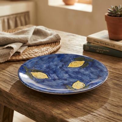 Large Hand-Painted Decorative Ceramic Plate