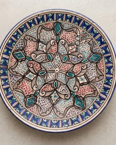 Large Hand-Painted Decorative Ceramic Plate