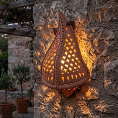 Handcrafted Teardrop Raw Terracotta Ceramic Wall Lantern Sconce