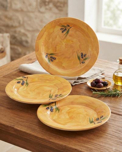 Hand-Painted Ceramic Plate with Mediterranean Olive Motif