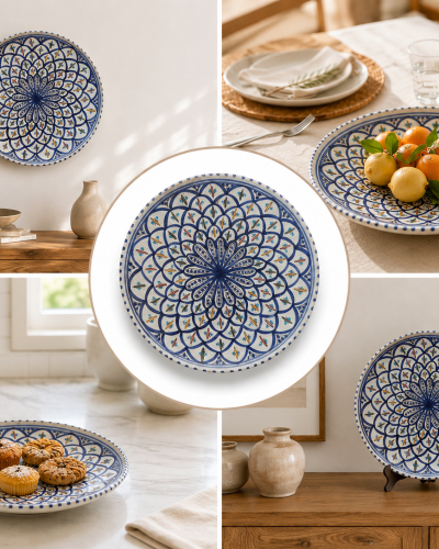 Large Hand-Painted Decorative Ceramic Plate