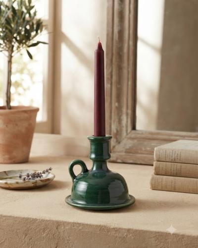 Hand-Painted Ceramic Candlestick Holder