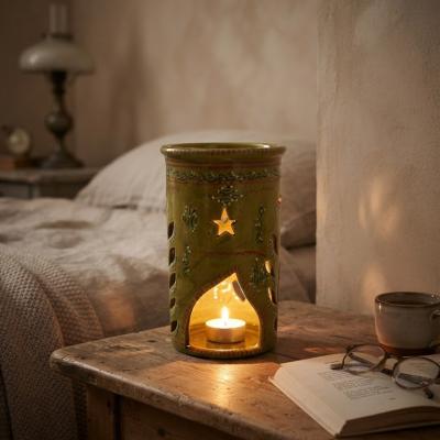 Handcrafted Blue Ceramic Tealight Holder & Diffuser
