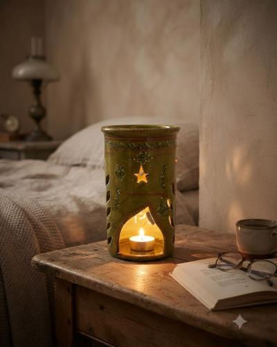 Handcrafted Blue Ceramic Tealight Holder & Diffuser