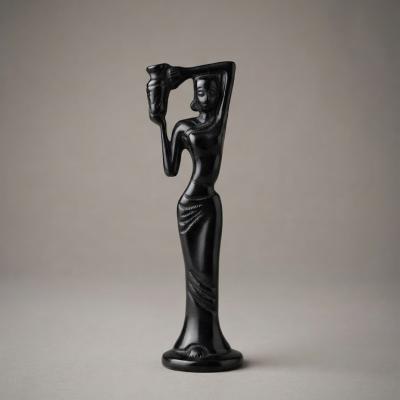 Elegance Water Bearer Black Wooden Figurine