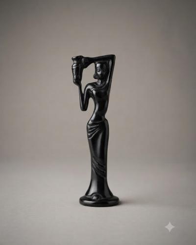 Elegance Water Bearer Black Wooden Figurine
