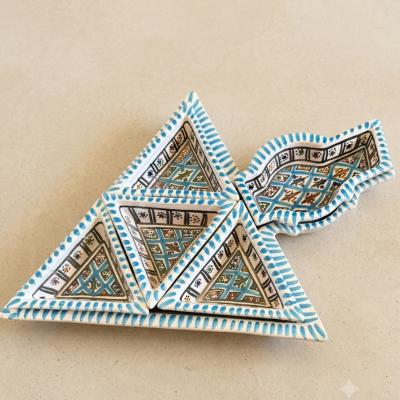 Light Blue & Turquoise Hand-Painted Moroccan Ceramic Appetizer Set