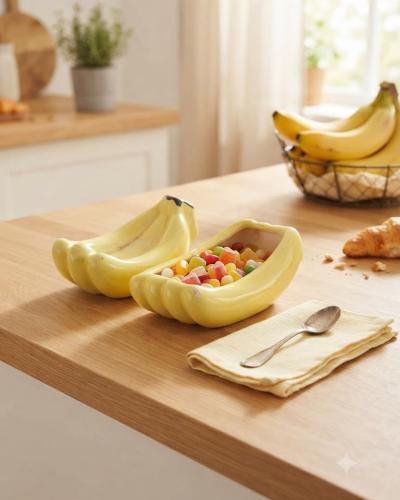 Ceramic Banana Trinket Box & Candy Dish