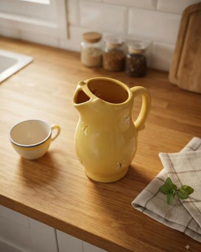 Mediterranean Fish Motif Ceramic Pitcher