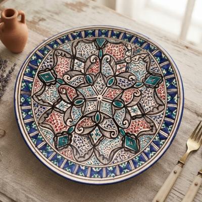 Large Hand-Painted Decorative Ceramic Plate