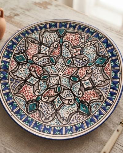 Large Hand-Painted Decorative Ceramic Plate