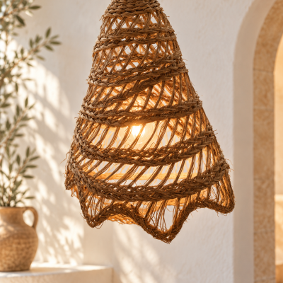 Handwoven Tunisian Alfa Grass Pendant Light