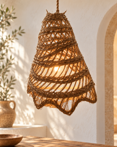 Handwoven Tunisian Alfa Grass Pendant Light
