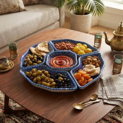 Handcrafted Ceramic Geometric Moroccan Mezze Platter Set