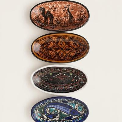 Handcrafted Tunisian Ceramic Oval Serving Platter (Individual Piece)