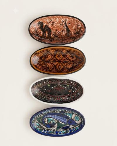 Handcrafted Tunisian Ceramic Oval Serving Platter (Individual Piece)