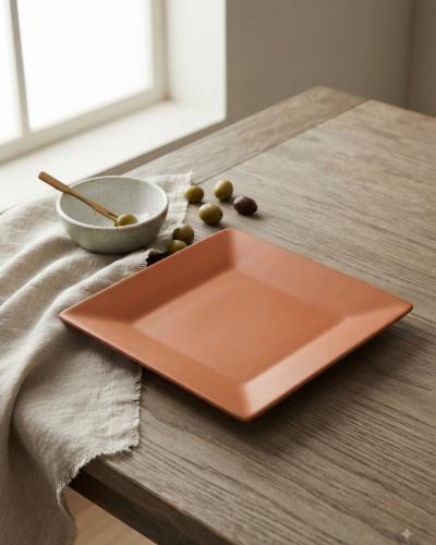 Minimalist Terracotta Square Ceramic Plate