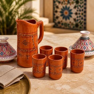 Service à eau en céramique terracotta