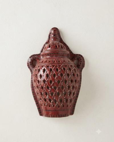 Artisan Terracotta Wall Sconce – Moucharabieh Style