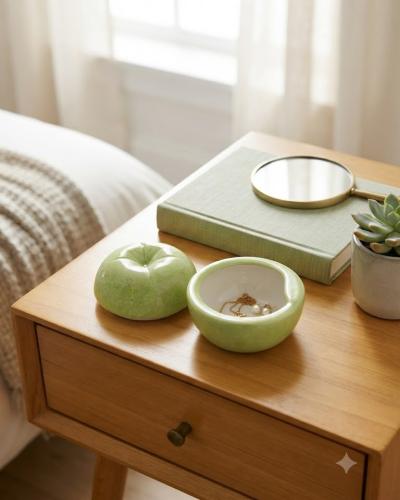 Ceramic Apple Trinket Box & Jewelry Dish