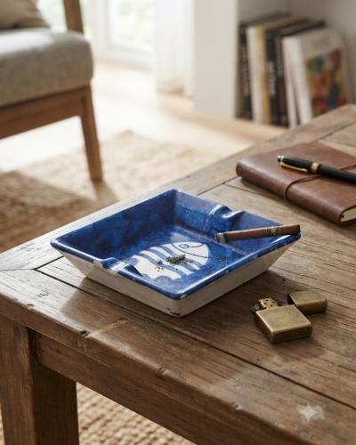 Handmade Ceramic Blue Fish Ashtray