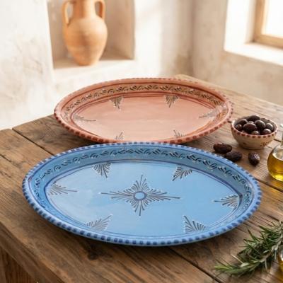 Handcrafted Ceramic Oval Serving Platter Set