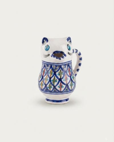 Mediterranean Fish Motif Ceramic Pitcher