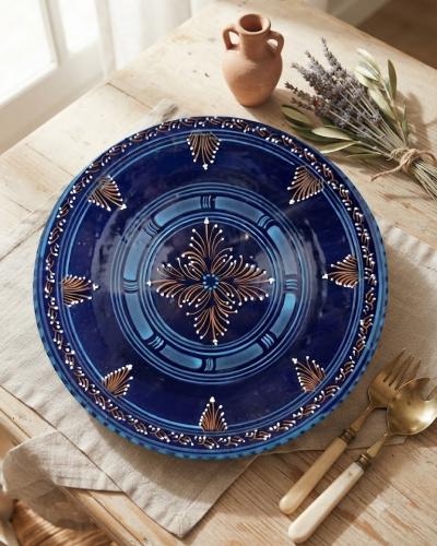 Large Hand-Painted Decorative Ceramic Plate