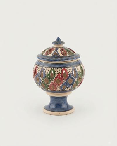 Handcrafted Tunisian Ceramic Incense Burner with Lid