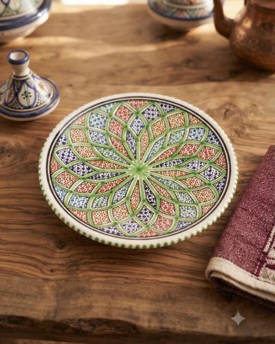Large Hand-Painted Decorative Ceramic Plate