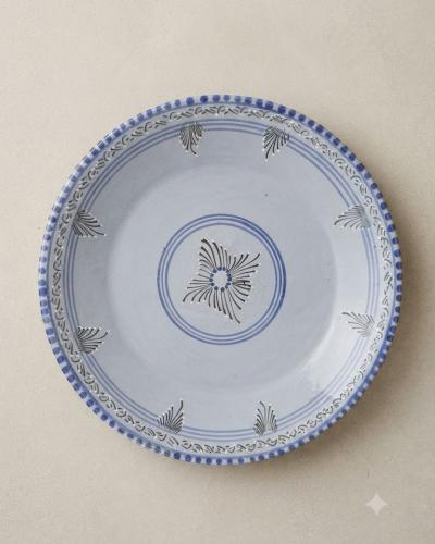 Large Hand-Painted Decorative Ceramic Plate