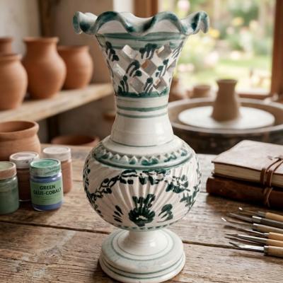 Hand-Painted Vintage Ceramic Cutout Vase