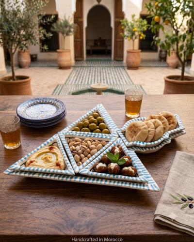 Light Blue & Turquoise Hand-Painted Moroccan Ceramic Appetizer Set
