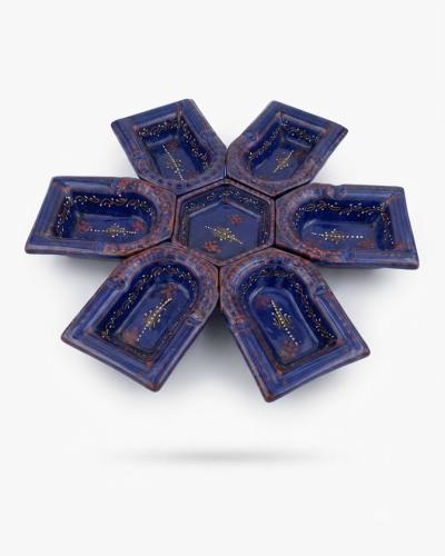 Handcrafted Ceramic Blue Aperitif Serving Platter Set