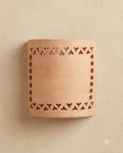 Artisanal Terracotta Openwork Wall Sconce - Heart Motif