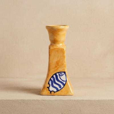 Hand-Painted Ceramic Candlestick Holder