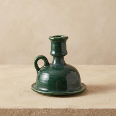 Hand-Painted Ceramic Candlestick Holder