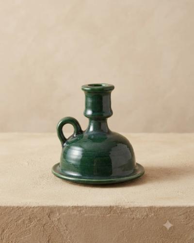 Hand-Painted Ceramic Candlestick Holder