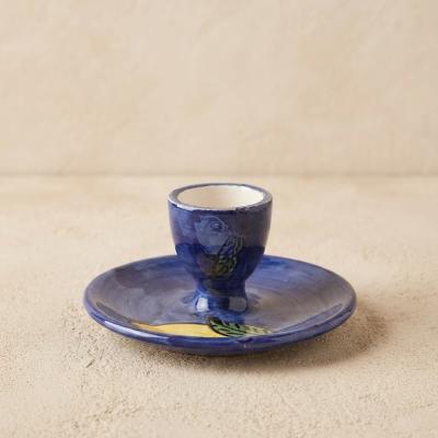 Hand-Painted Ceramic Candlestick Holder